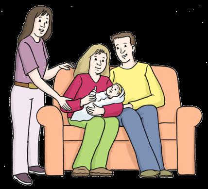 Eltern mit einem Baby auf dem Sofa