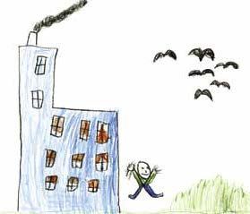 Kinderzeichnung: Ein Haus mit einem spielenden Kind davor von Tristan, 7 Jahre