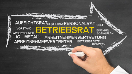 Aufgemalter Pfeil mit dem Schriftzug Betriebsrat